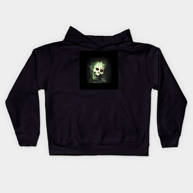 Creepy Red Eye Skull Skeleton Head Kids Hoodie by Prairie Ridge Designs